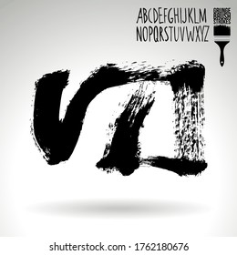 Black brush stroke and texture. Grunge vector abstract hand - painted element. Underline and border design.