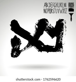 Black brush stroke and texture. Grunge vector abstract hand - painted element. Underline and border design.