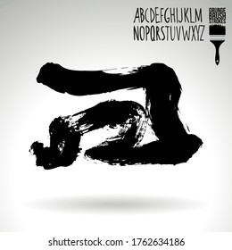 Black brush stroke and texture. Grunge vector abstract hand - painted element. Underline and border design.