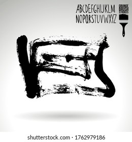 Black brush stroke and texture. Grunge vector abstract hand - painted element. Underline and border design.