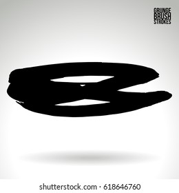 Black brush stroke and texture. Grunge vector abstract hand - painted element. Underline and border.