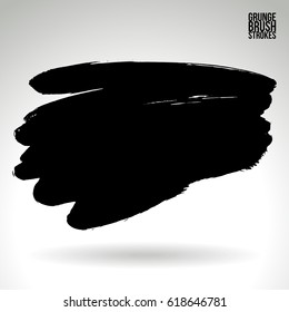 Black brush stroke and texture. Grunge vector abstract hand - painted element. Underline and border.