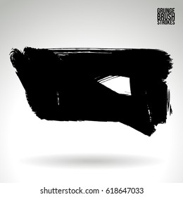 Black brush stroke and texture. Grunge vector abstract hand - painted element. Underline and border.