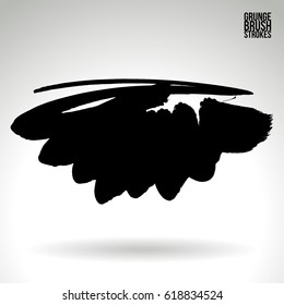 Black brush stroke and texture. Grunge vector abstract hand - painted element. Underline and border.