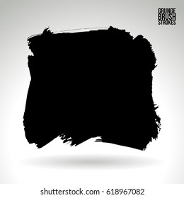 Black brush stroke and texture. Grunge vector abstract hand - painted element. Underline and border.