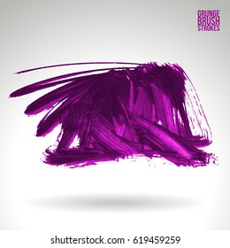Black brush stroke and texture. Grunge vector abstract hand - painted element. Underline and border.