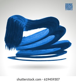 Black brush stroke and texture. Grunge vector abstract hand - painted element. Underline and border.
