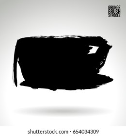 Black brush stroke and texture. Grunge vector abstract hand - painted element. Underline and border design.