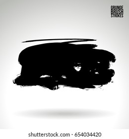 Black brush stroke and texture. Grunge vector abstract hand - painted element. Underline and border design.