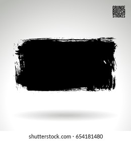 Black brush stroke and texture. Grunge vector abstract hand - painted element. Underline and border design.