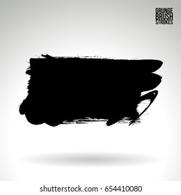 Black brush stroke and texture. Grunge vector abstract hand - painted element. Underline and border design.