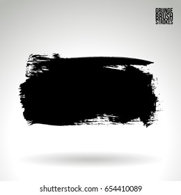 Black brush stroke and texture. Grunge vector abstract hand - painted element. Underline and border design.