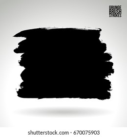 Black brush stroke and texture. Grunge vector abstract hand - painted element. Underline and border design.