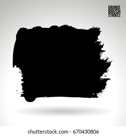 Black brush stroke and texture. Grunge vector abstract hand - painted element. Underline and border design.