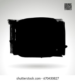 Black brush stroke and texture. Grunge vector abstract hand - painted element. Underline and border design.