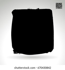 Black brush stroke and texture. Grunge vector abstract hand - painted element. Underline and border design.