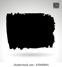 Black brush stroke and texture. Grunge vector abstract hand - painted element. Underline and border design.
