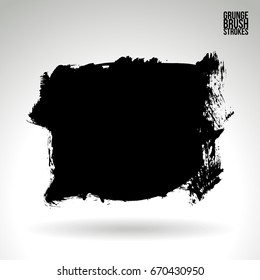Black brush stroke and texture. Grunge vector abstract hand - painted element. Underline and border design.