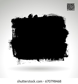 Black brush stroke and texture. Grunge vector abstract hand - painted element. Underline and border design.