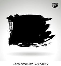 Black brush stroke and texture. Grunge vector abstract hand - painted element. Underline and border design.