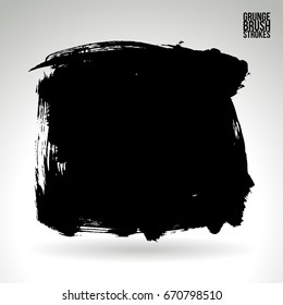 Black brush stroke and texture. Grunge vector abstract hand - painted element. Underline and border design.