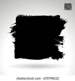 Black brush stroke and texture. Grunge vector abstract hand - painted element. Underline and border design.