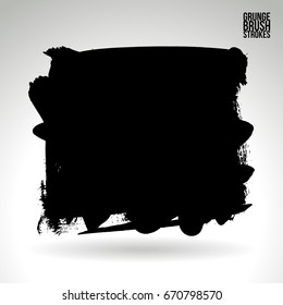Black brush stroke and texture. Grunge vector abstract hand - painted element. Underline and border design.