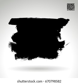 Black brush stroke and texture. Grunge vector abstract hand - painted element. Underline and border design.