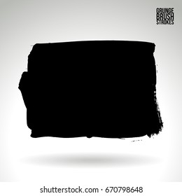 Black brush stroke and texture. Grunge vector abstract hand - painted element. Underline and border design.