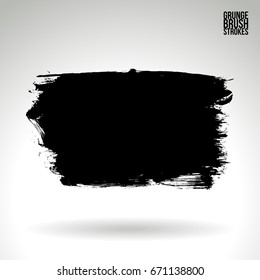 Black brush stroke and texture. Grunge vector abstract hand - painted element. Underline and border design.