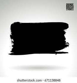 Black brush stroke and texture. Grunge vector abstract hand - painted element. Underline and border design.
