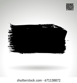 Black brush stroke and texture. Grunge vector abstract hand - painted element. Underline and border design.