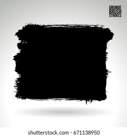 Black brush stroke and texture. Grunge vector abstract hand - painted element. Underline and border design.