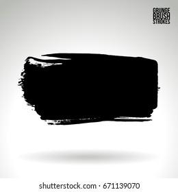 Black brush stroke and texture. Grunge vector abstract hand - painted element. Underline and border design.