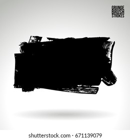 Black brush stroke and texture. Grunge vector abstract hand - painted element. Underline and border design.