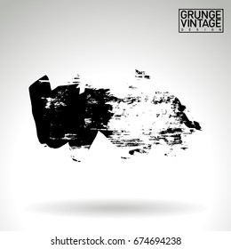 Black brush stroke and texture. Grunge vector abstract hand - painted element. Underline and border design.