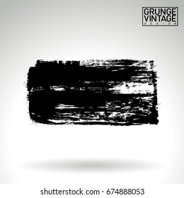 Black brush stroke and texture. Grunge vector abstract hand - painted element. Underline and border design.
