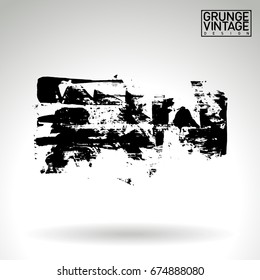 Black brush stroke and texture. Grunge vector abstract hand - painted element. Underline and border design.