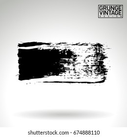 Black brush stroke and texture. Grunge vector abstract hand - painted element. Underline and border design.