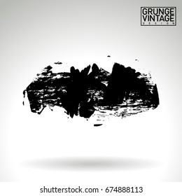 Black brush stroke and texture. Grunge vector abstract hand - painted element. Underline and border design.
