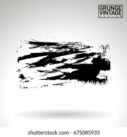 Black brush stroke and texture. Grunge vector abstract hand - painted element. Underline and border design.