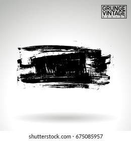 Black brush stroke and texture. Grunge vector abstract hand - painted element. Underline and border design.