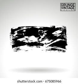 Black brush stroke and texture. Grunge vector abstract hand - painted element. Underline and border design.