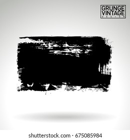 Black brush stroke and texture. Grunge vector abstract hand - painted element. Underline and border design.