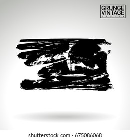 Black brush stroke and texture. Grunge vector abstract hand - painted element. Underline and border design.