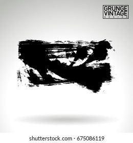 Black brush stroke and texture. Grunge vector abstract hand - painted element. Underline and border design.