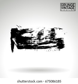 Black brush stroke and texture. Grunge vector abstract hand - painted element. Underline and border design.