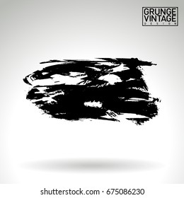 Black brush stroke and texture. Grunge vector abstract hand - painted element. Underline and border design.