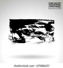 Black brush stroke and texture. Grunge vector abstract hand - painted element. Underline and border design.