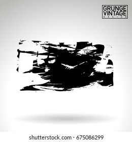 Black brush stroke and texture. Grunge vector abstract hand - painted element. Underline and border design.